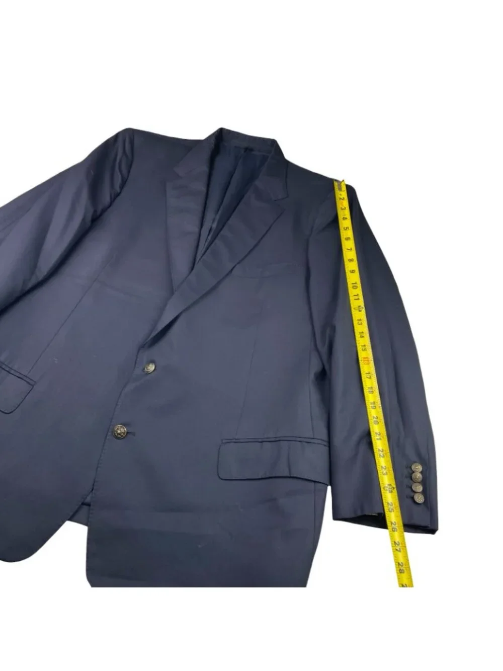 Bespoke x Loro Piana Men's 100% Wool Metal Buttons 2-Button Blazer Navy • 46R